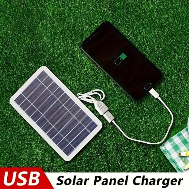 1pc Solar Portable Charging Panel Outdoor Waterproof Solar USB Charger Is Suitable For Outdoor Travel And Camping. Mobile Power. Mobile Phone Charging Bank. Flashlight. Fan